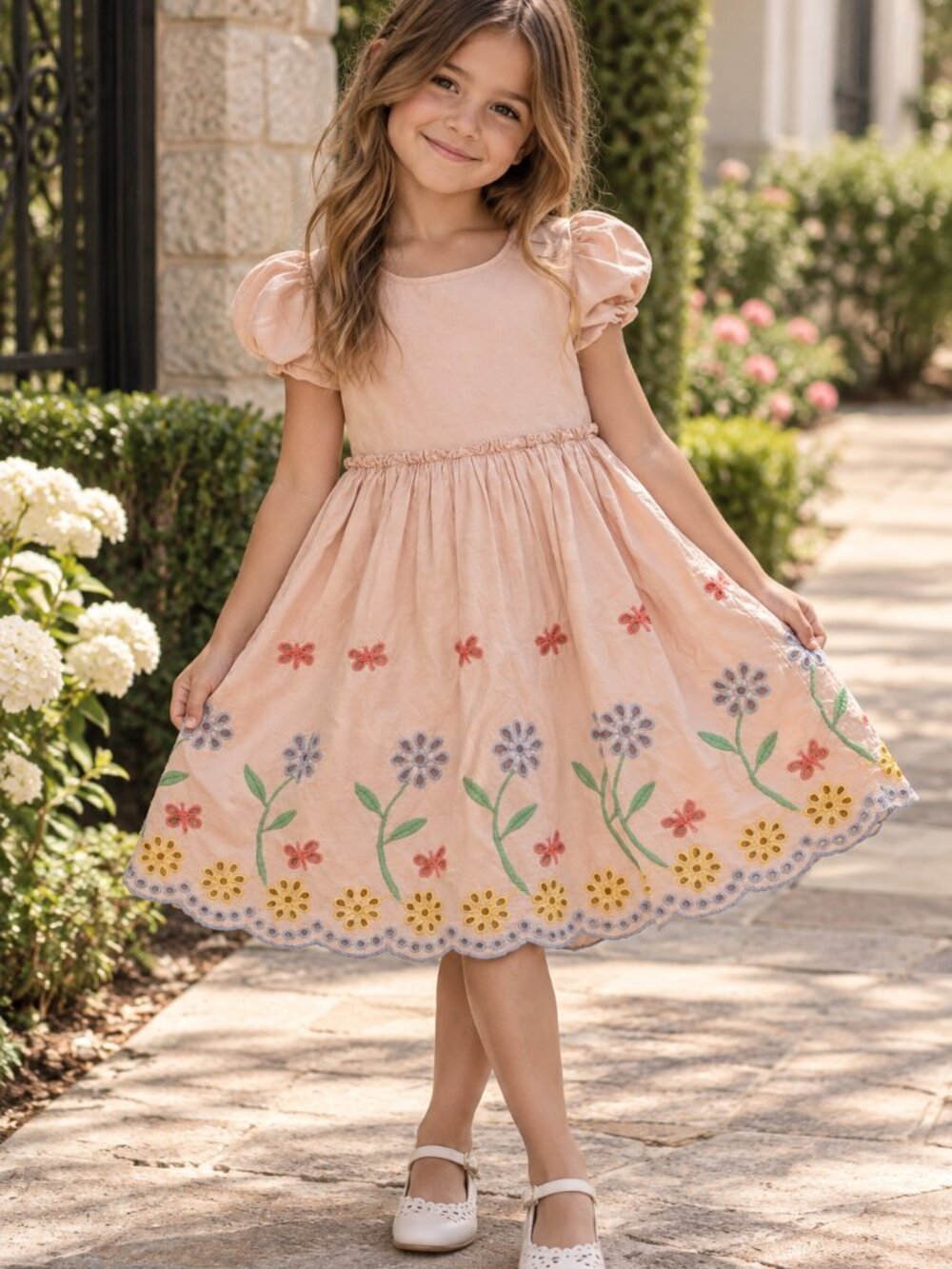 Mini Boden Floral Embroidered Dress